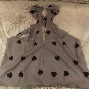 Gray with heart. Halter blouse.